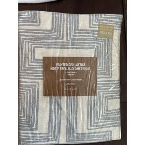 West Elm Painted geo lattice  Curtain 48x84 drape gray off white